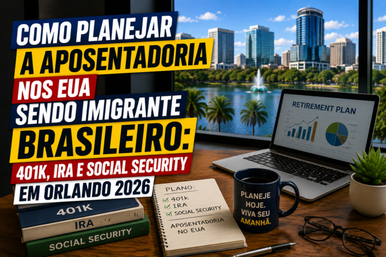 Como Planejar a Aposentadoria nos EUA sendo Imigrante Brasileiro: 401k, IRA e Social Security em Orlando 2026