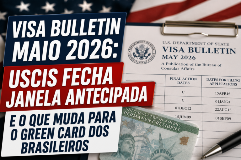 Visa Bulletin Maio 2026: USCIS Fecha Janela Antecipada e o Que Muda para o Green Card dos Brasileiros