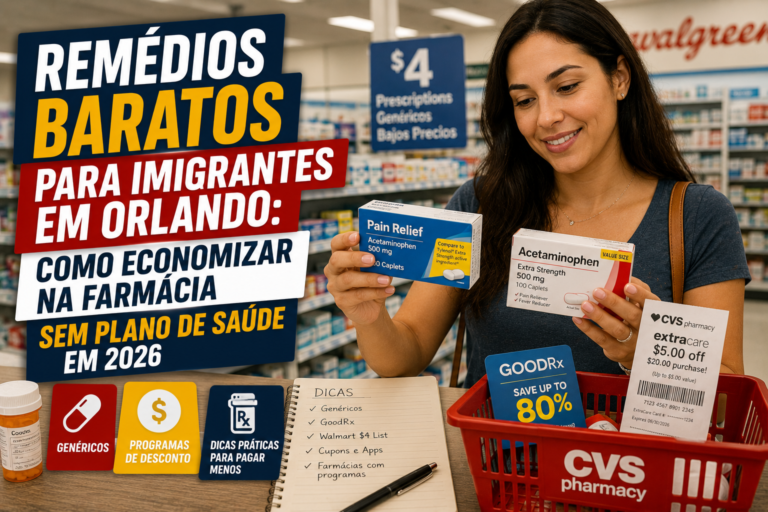 Remédios Baratos para Imigrantes em Orlando: Como Economizar na Farmácia Sem Plano de Saúde em 2026