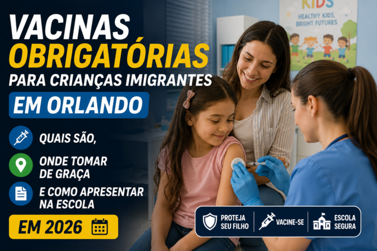 Vacinas Obrigatórias para Crianças Imigrantes em Orlando: Quais São, Onde Tomar de Graça e Como Apresentar na Escola em 2026